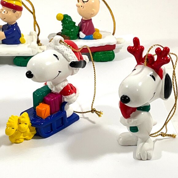 Peanuts Snoopy Whitman's Christmas PVC Ornaments Lot of 8 Train Set -  2" - 2.5" - Picture 12 of 14